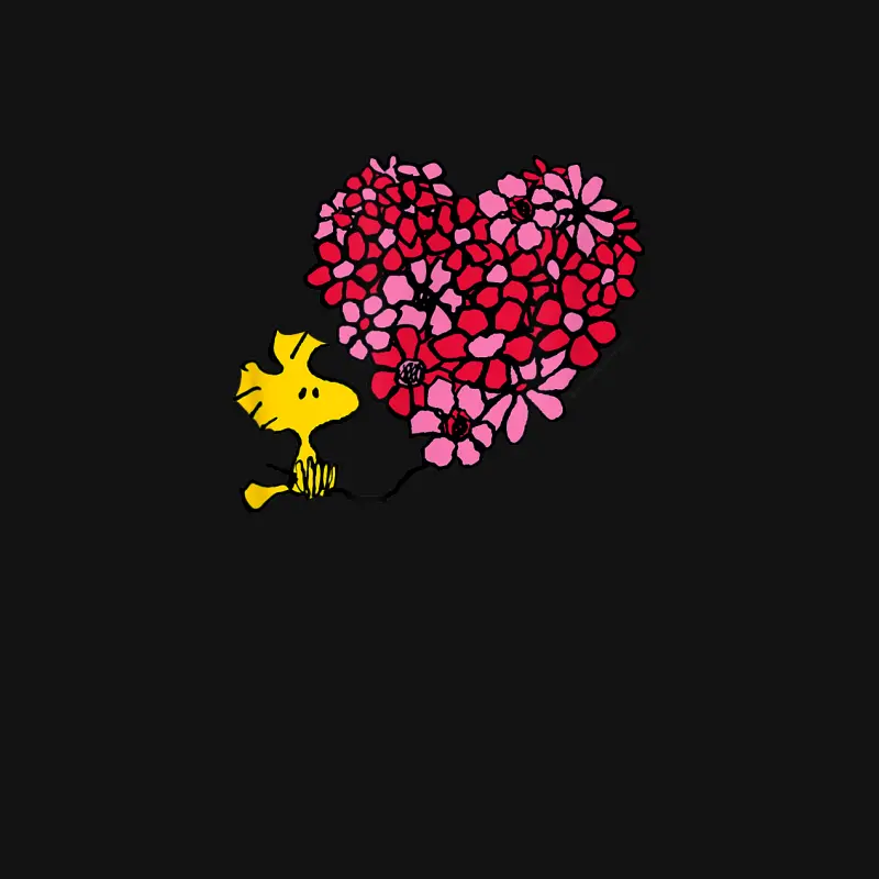 Peanuts - Valentines - Woodstock Floral Heart Youth Staple T-Shirt
