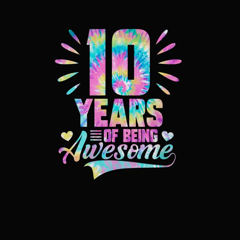 10Th Birthday Gift Idea Tie-Dye 10 Year Of Being Awesome Toddler Staple T-Shirt