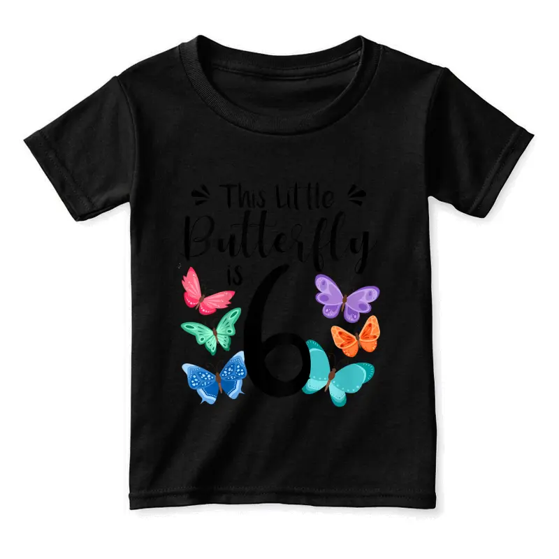 Kids 6 Year Old Butterfly Birthday Girls 6Th Girl Party Gift Toddler Staple T-Shirt