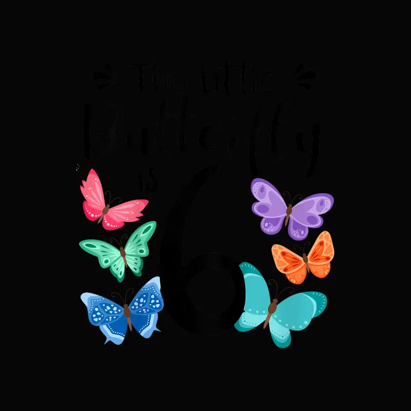Kids 6 Year Old Butterfly Birthday Girls 6Th Girl Party Gift Toddler Staple T-Shirt