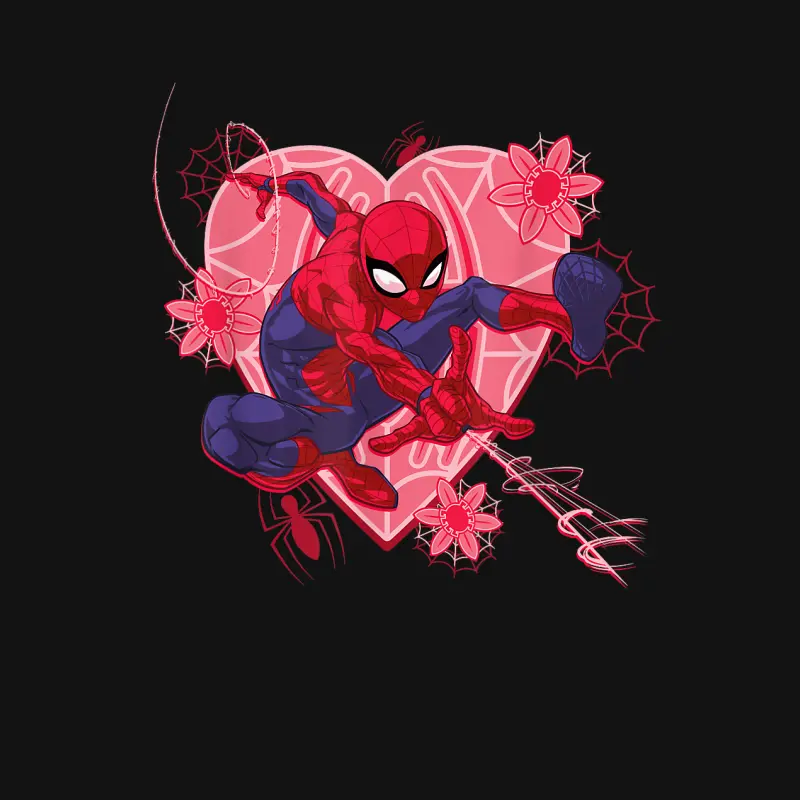 Marvel Spider-Man Hearts And Flowers Valentine's Day Unisex Long Sleeve T-Shirt