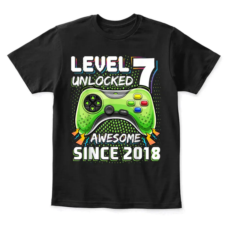 7Th Birthday Boy Level 7 Gamer 7 Year Video Game Party Youth Staple T-Shirt