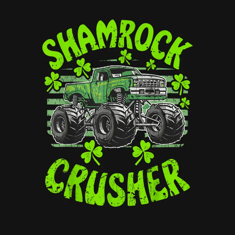 St Patricks Crusher For Monster Truck St Patricks Day Youth Staple T-Shirt