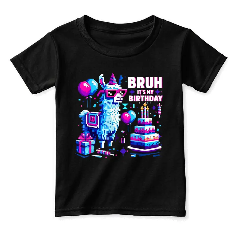 Bruh Its My Birthday Llama Boy Game Dad And Mom Toddler Staple T-Shirt