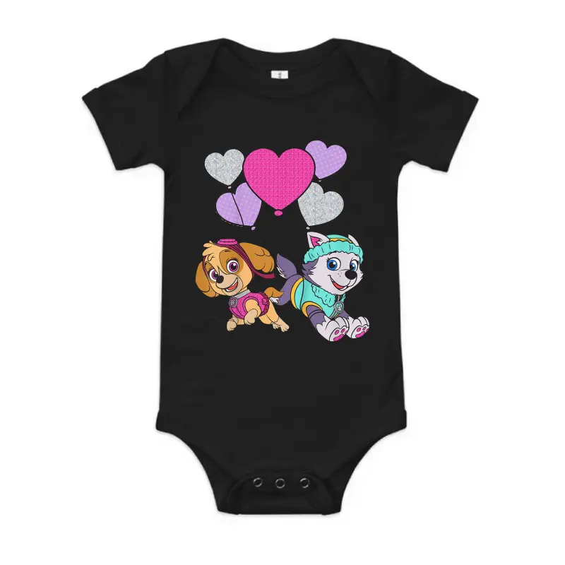 Paw Patrol Skye And Everest With Heart Balloons  T-Shirt Baby Onesie