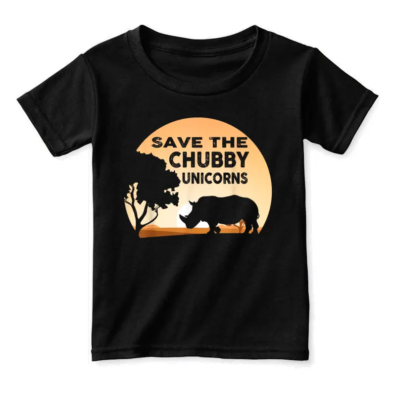 Save The Chubby Unicorns Fat Rhino Funny Toddler Staple T-Shirt