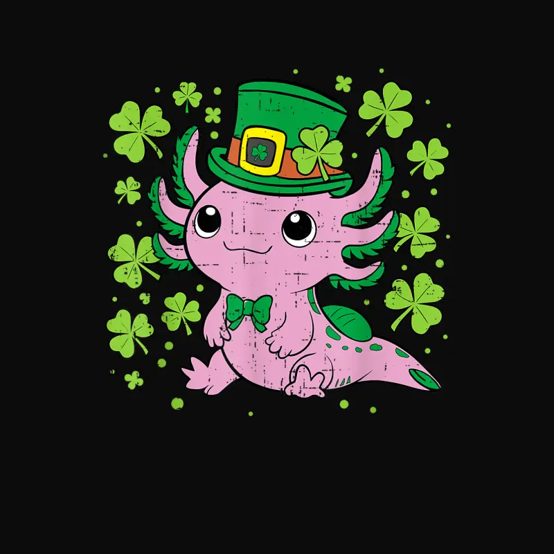 Cute Axolotl Kawaii Leprechaun St Patricks Day Saint Pattys Unisex Staple T-Shirt
