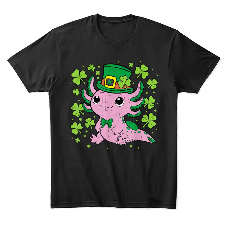 Cute Axolotl Kawaii Leprechaun St Patricks Day Saint Pattys Unisex Staple T-Shirt