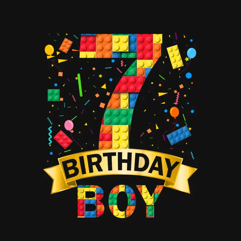 Kids 7Rd Birthday Boy 7 Year Old Building Blocks 7Th Birthday Boy Baby Onesie
