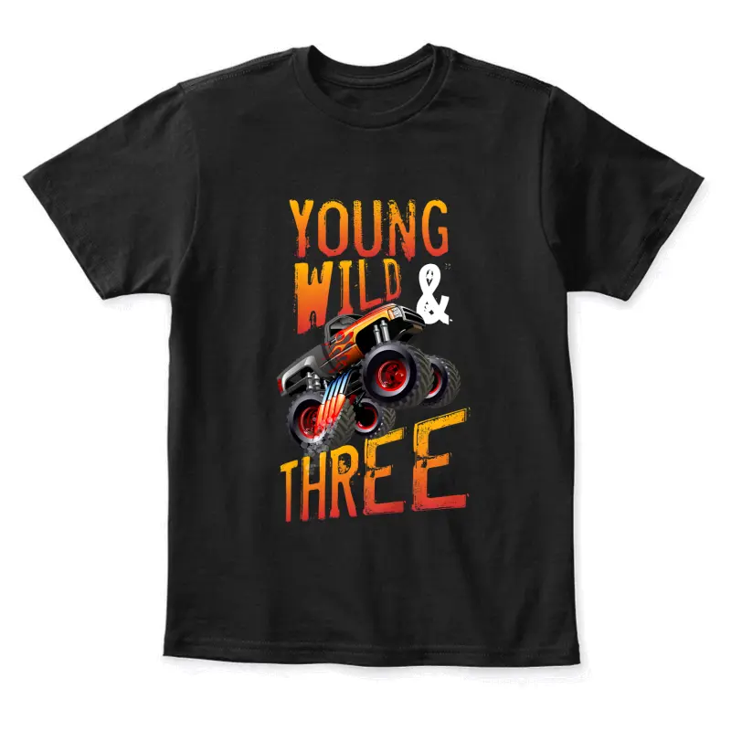 3Rd Birthday Boy Monster Truck Rule Jam Three Years Youth Staple T-Shirt