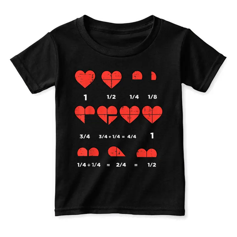 Valentines Day Fractions Heart Funny Math Teacher Men Women Toddler Staple T-Shirt
