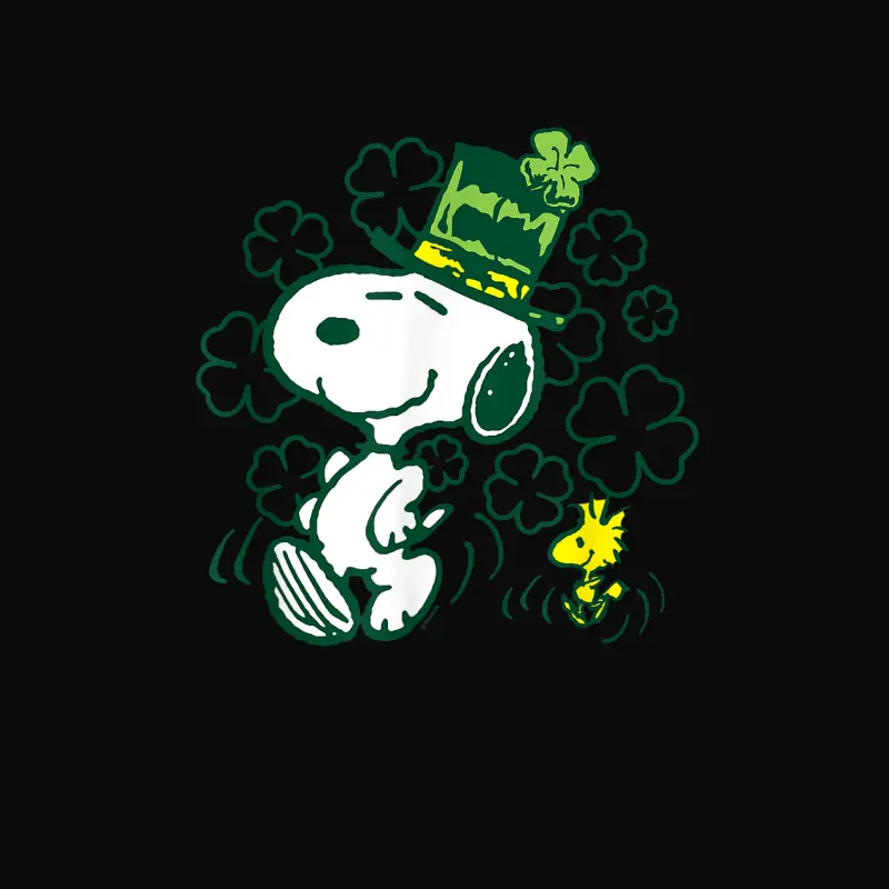 Peanuts - Snoopy And Woodstock St. Paddy's Day Clovers Unisex Staple T-Shirt