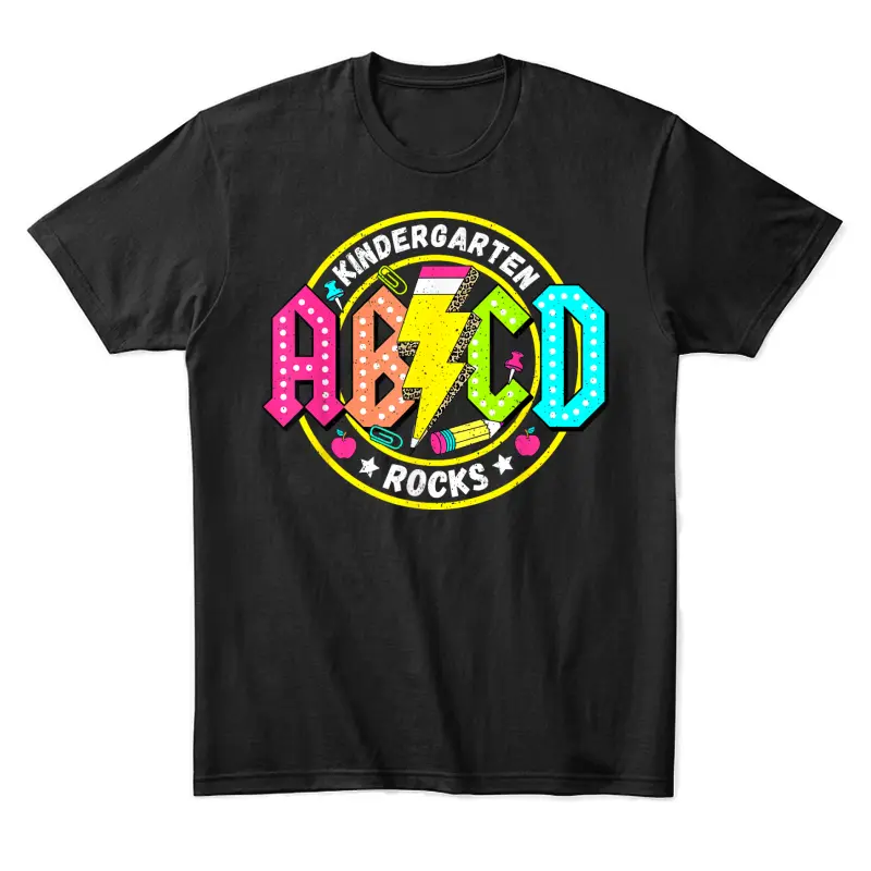 Kindergarten Rocks Abcd Back To School Funny Rock Teacher Unisex Staple T-Shirt