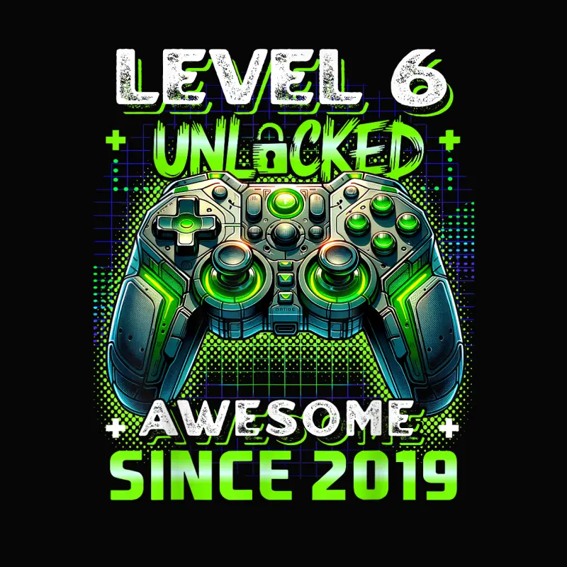 6Th Birthday Boy Level 6 Gamer 6 Year Video Game Party Toddler Staple T-Shirt
