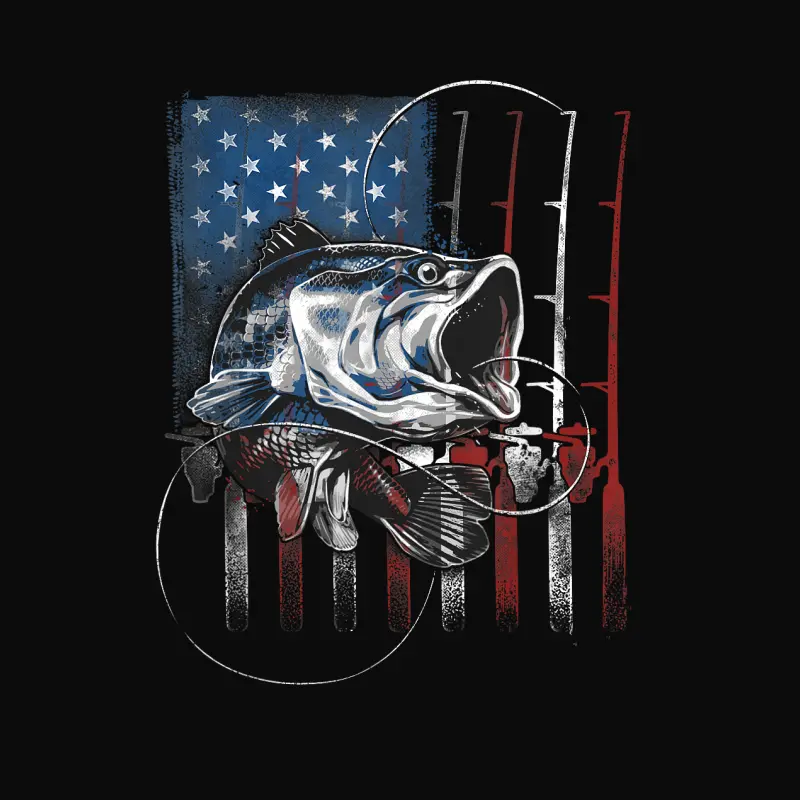 Fishing American Flag Vintage Usa Bass Fisherman Gift Unisex Staple T-Shirt