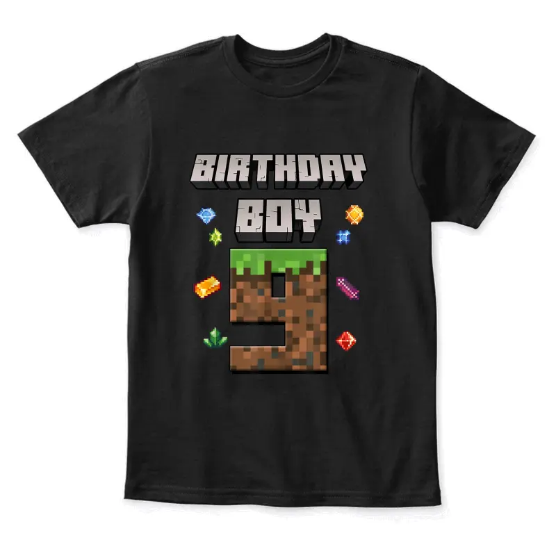 9Th Birthday 9 Years Old Video Gamer Pixel Birthday Boys Youth Staple T-Shirt