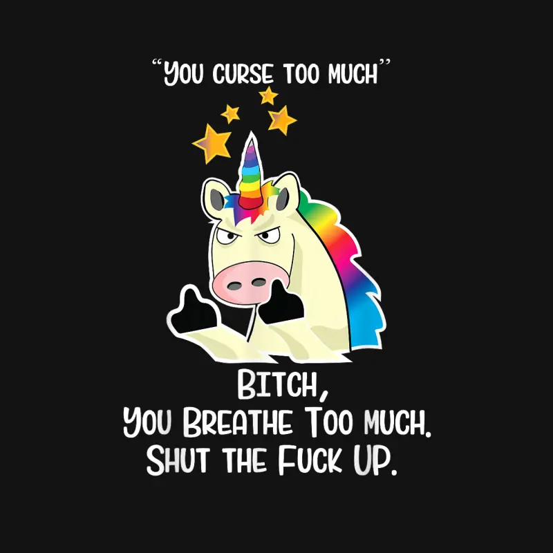Angry Cussing Cursing Unicorn Funny Tshirt Unisex Long Sleeve T-Shirt