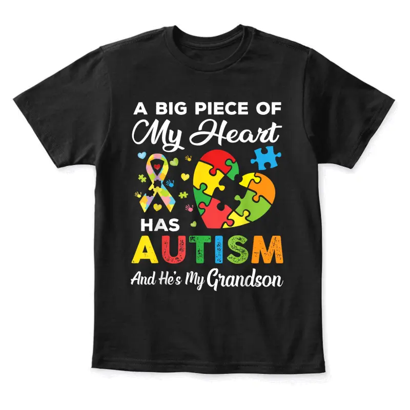 A Big Piece Of My Heart Has Autism And He's My Grandson Youth Staple T-Shirt