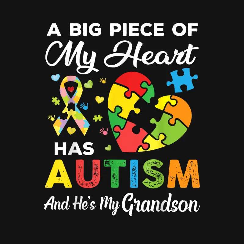 A Big Piece Of My Heart Has Autism And He's My Grandson Youth Staple T-Shirt