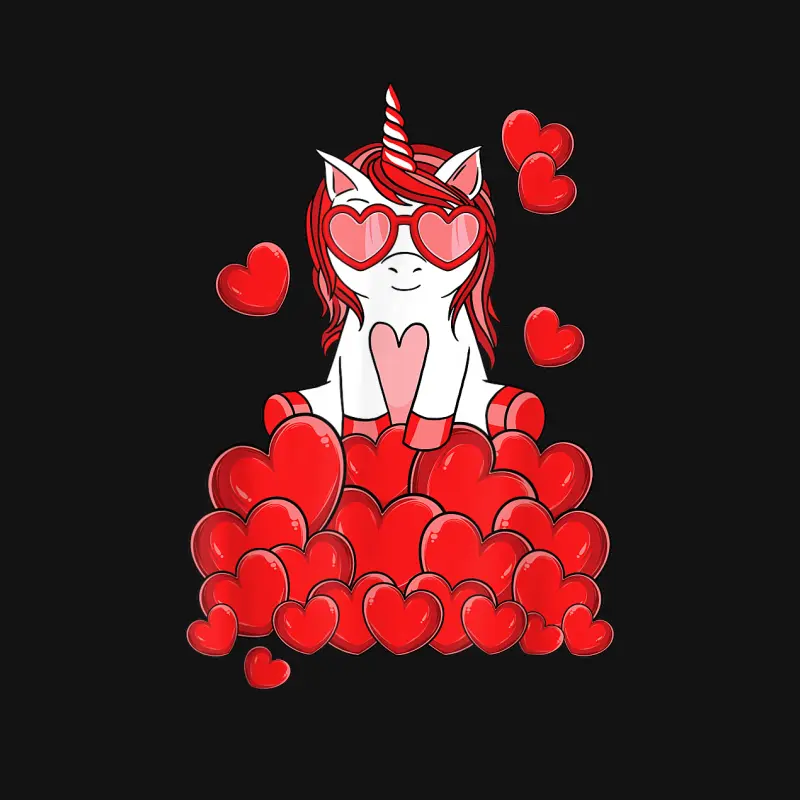 Cute Unicorn Lover Valentines Day Heart Unisex Long Sleeve T-Shirt