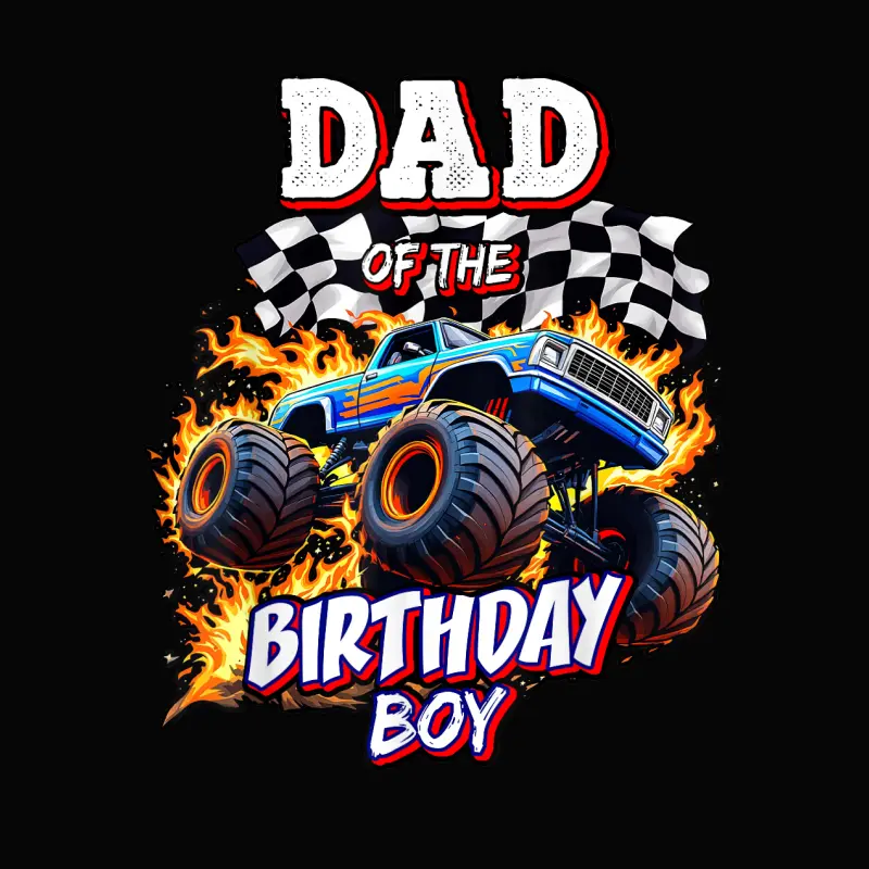 Dad Of The Birthday Boy Monster Truck Birthday Novelty Toddler Staple T-Shirt