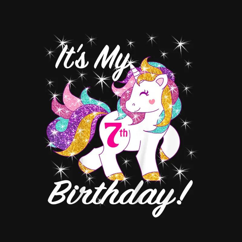 Kids It's My 7Th (7 Year Old) Birthday Shirt Girl Unicorn Outfit Baby Onesie