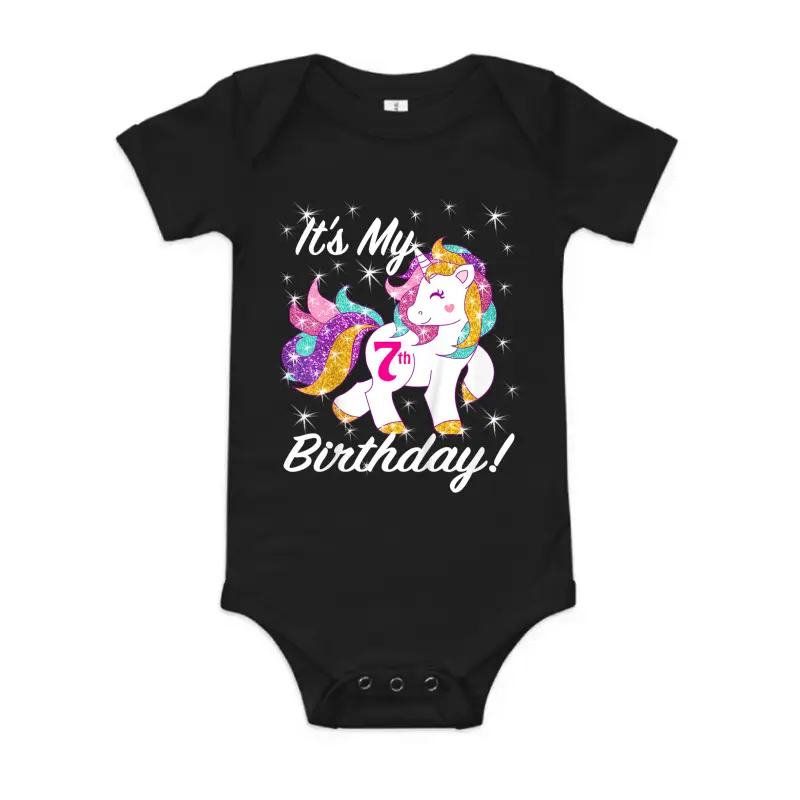 Kids It's My 7Th (7 Year Old) Birthday Shirt Girl Unicorn Outfit Baby Onesie