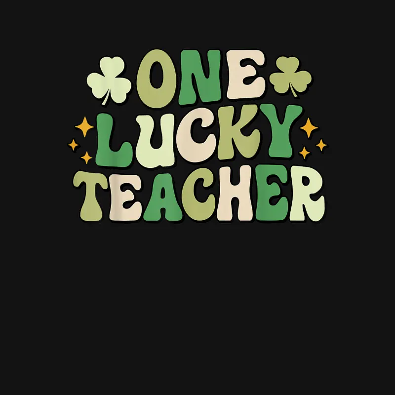 One Lucky Teacher Groovy Retro Teacher St Patrick's Day Unisex Long Sleeve T-Shirt