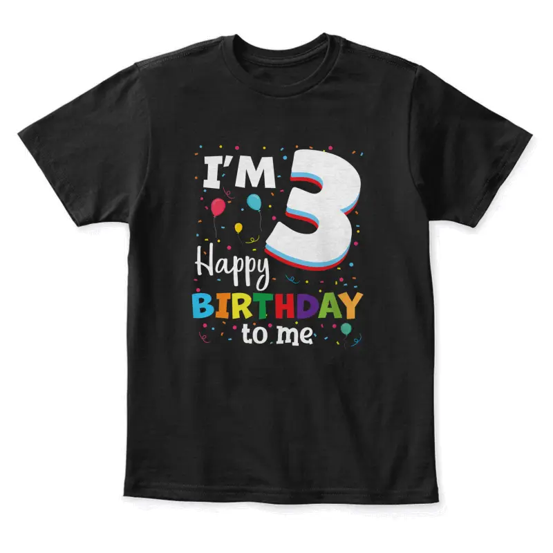 Three 3Yr 3Th Birthday Happy Birthday Boys Girls 3 Years Old Youth Staple T-Shirt