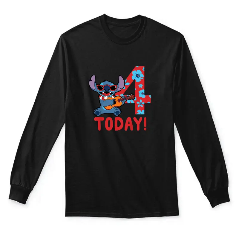 Disney Lilo & Stitch Tropical Birthday 4 Years Old Today. Unisex Long Sleeve T-Shirt