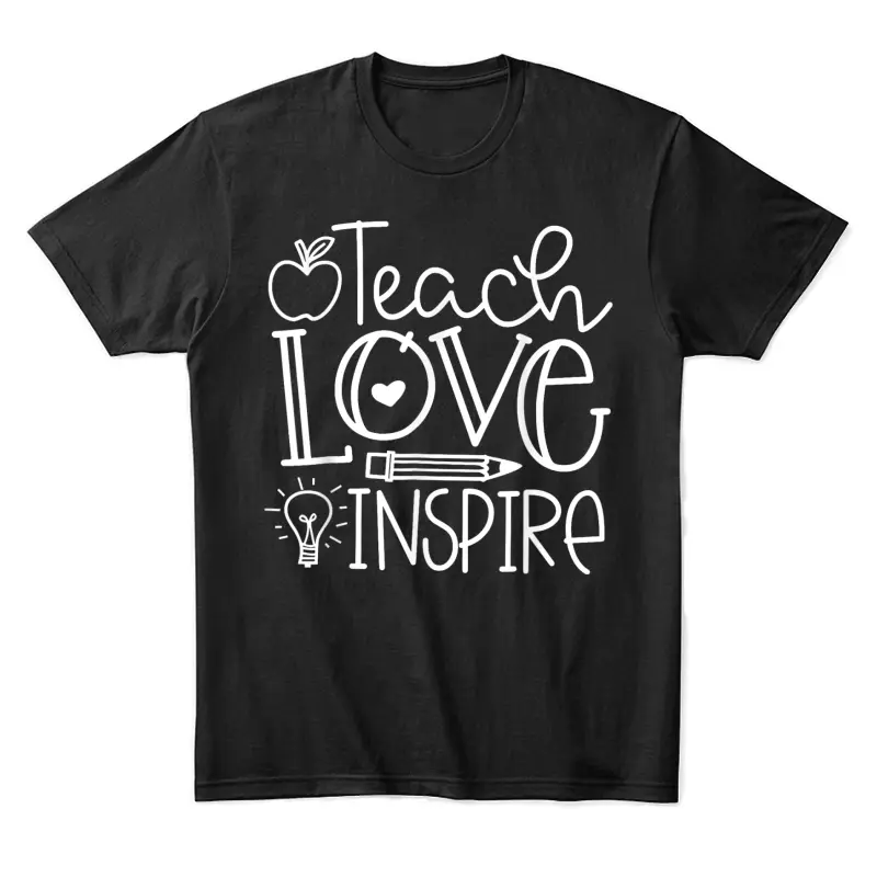 Teach Love Inspire Retro Teacher Kids Back To School Unisex Staple T-Shirt