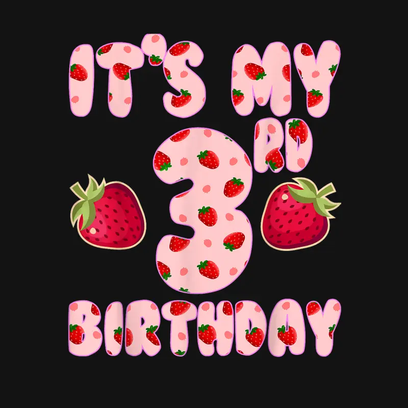 Kids 3 Year Old Strawberry Birthday Girl Sweet Fruit 3Rd Youth Staple T-Shirt