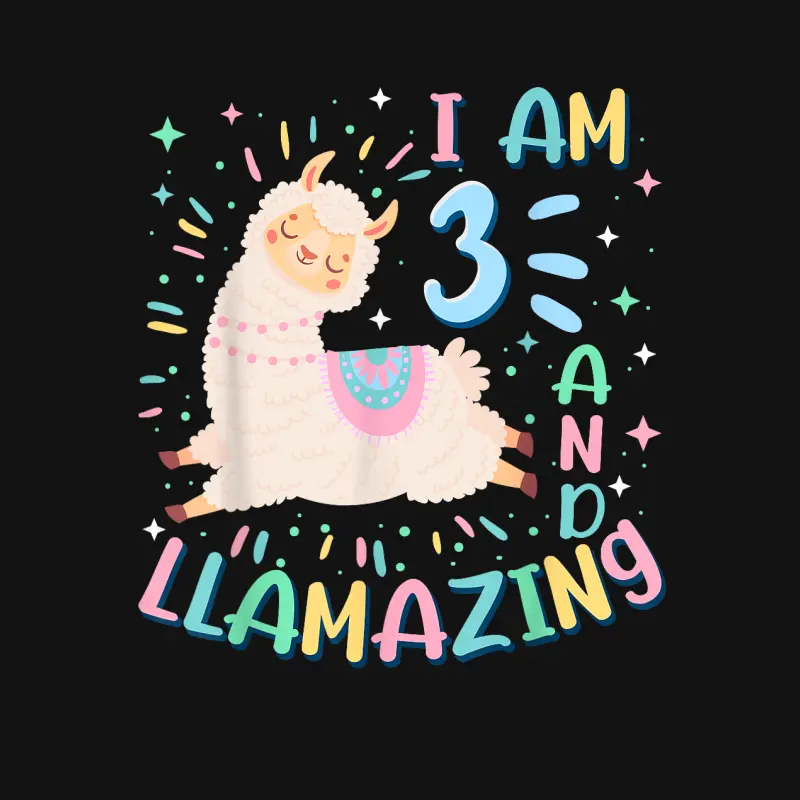3Rd Birthday I Am 3 Years Old And Llamazing Llama Girl Teens Unisex Long Sleeve T-Shirt