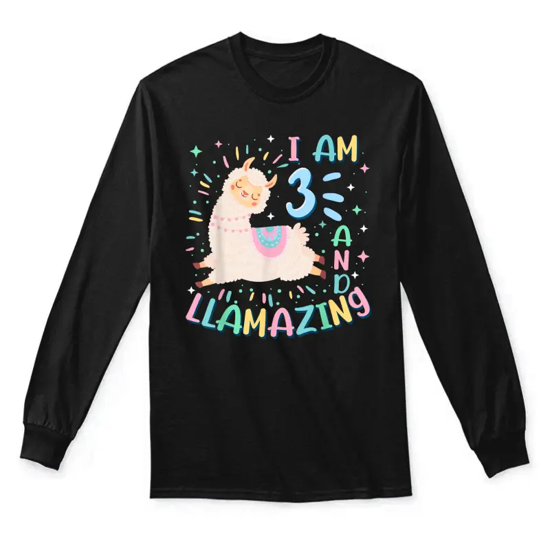 3Rd Birthday I Am 3 Years Old And Llamazing Llama Girl Teens Unisex Long Sleeve T-Shirt