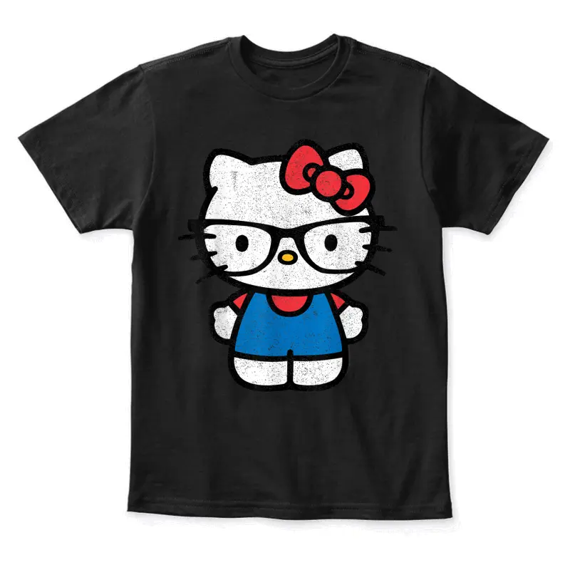Hello Kitty Distressed Nerd Glasses Tee Shirt Youth Staple T-Shirt