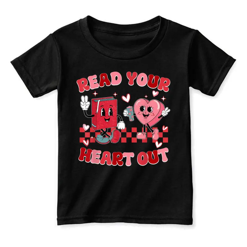 Retro Read Your Heart Out Valentine's Day Teacher Bookish Toddler Staple T-Shirt