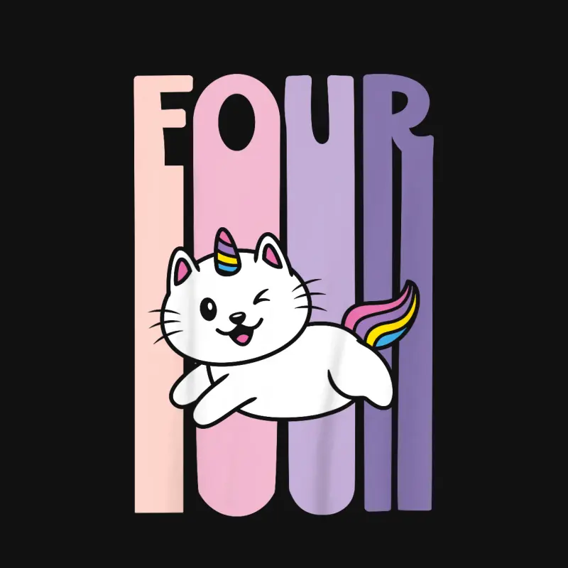 Kids 4 Year Old Cute Caticorn Cat Unicorn Birthday Girl B-Day Baby Onesie