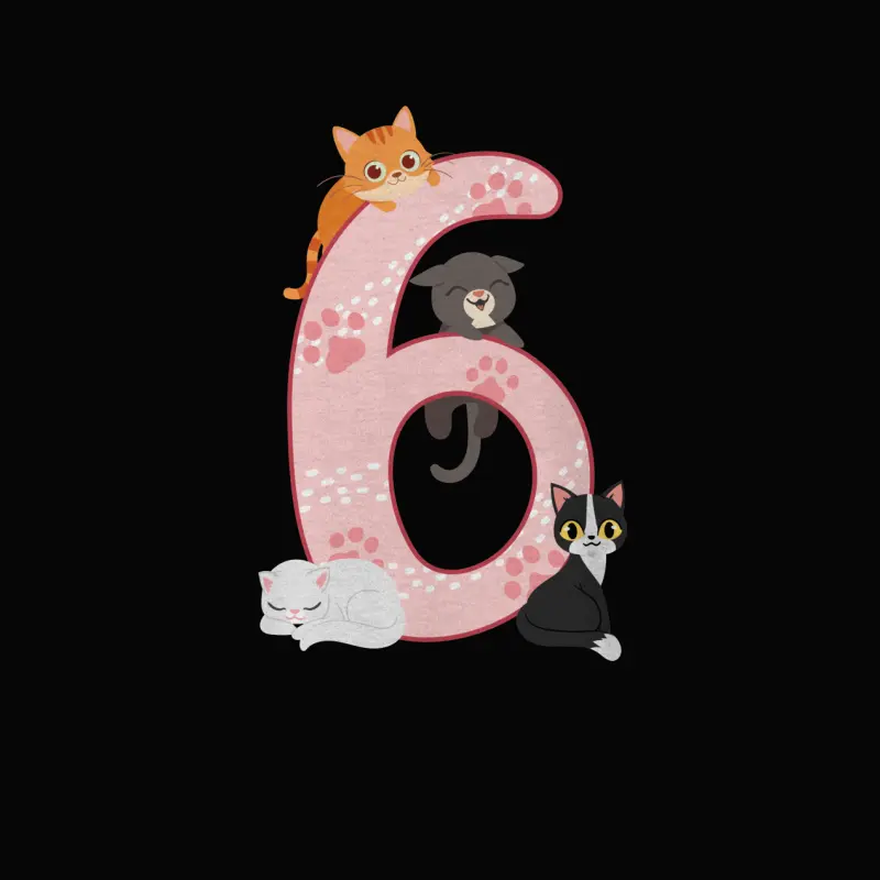 6Th Birthday Girl Cats Outfit 6 Years Old Toddler Staple T-Shirt