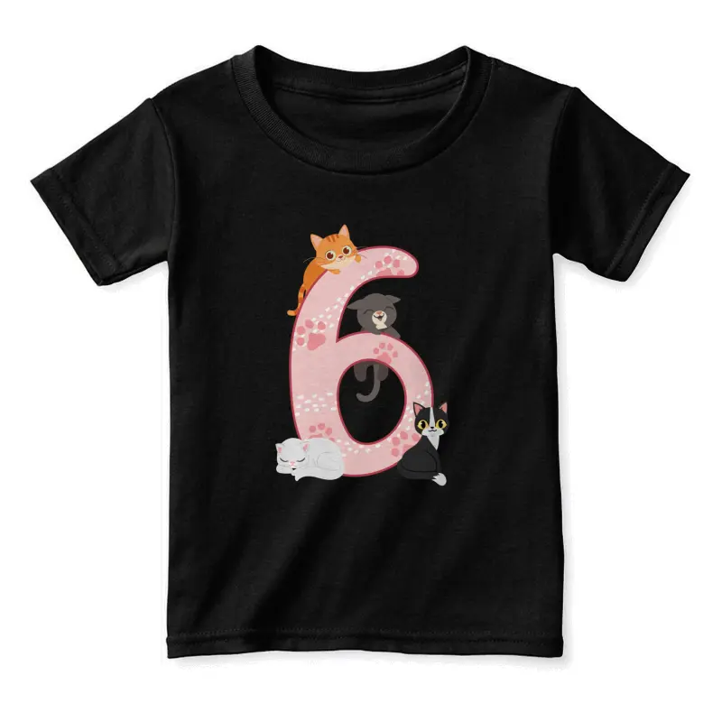 6Th Birthday Girl Cats Outfit 6 Years Old Toddler Staple T-Shirt