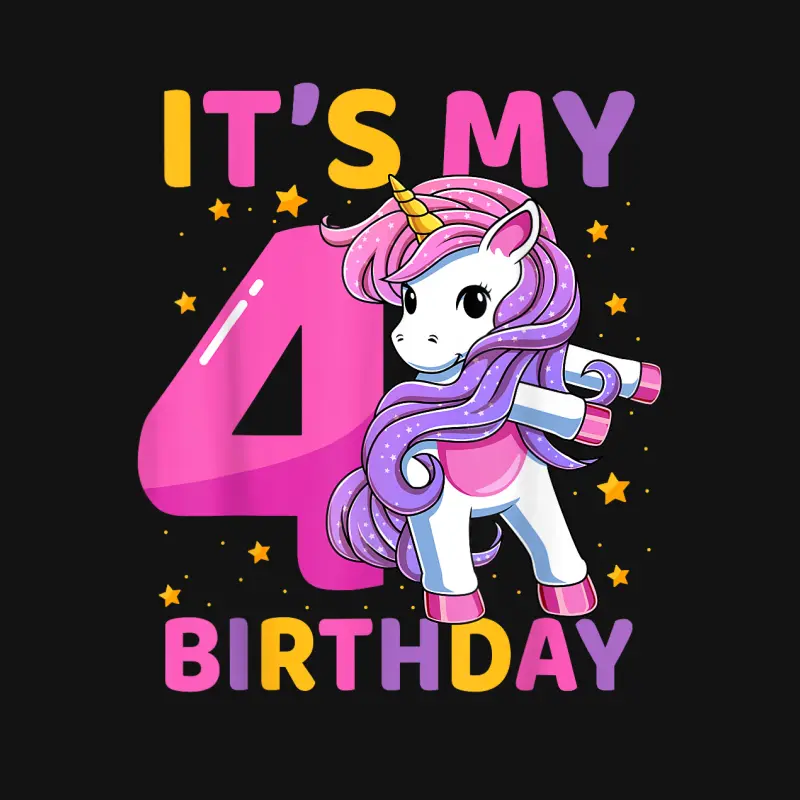 4 Years Old Unicorn Flossing 4Th Birthday Party Girls Kids Youth Staple T-Shirt