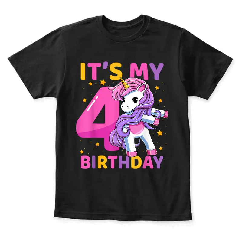 4 Years Old Unicorn Flossing 4Th Birthday Party Girls Kids Youth Staple T-Shirt