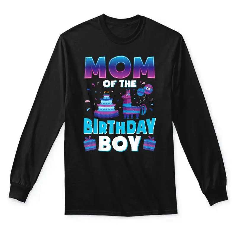 Mom Birthday Boy Llama Pinata Party Matching Family Unisex Long Sleeve T-Shirt