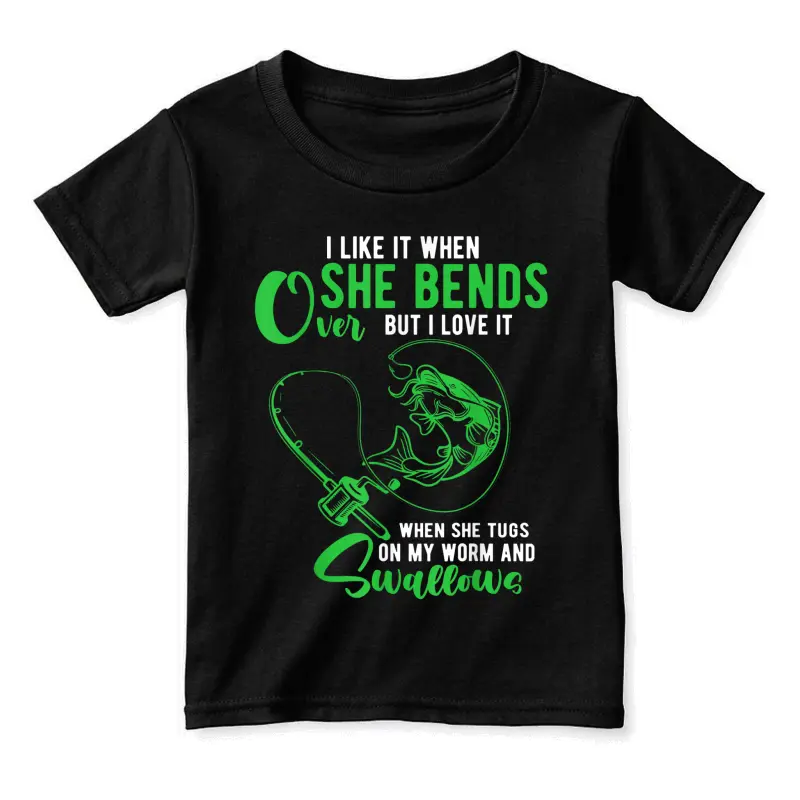 Mens I Like It When She Bends Over Funny Fishing Adult Humor Toddler Staple T-Shirt