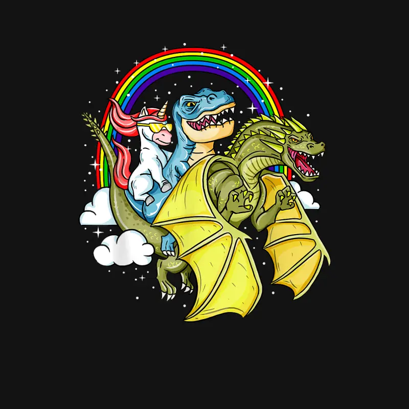 Unicorn T-Rex Dinosaur Dragon Fantasy Gift Unisex Long Sleeve T-Shirt