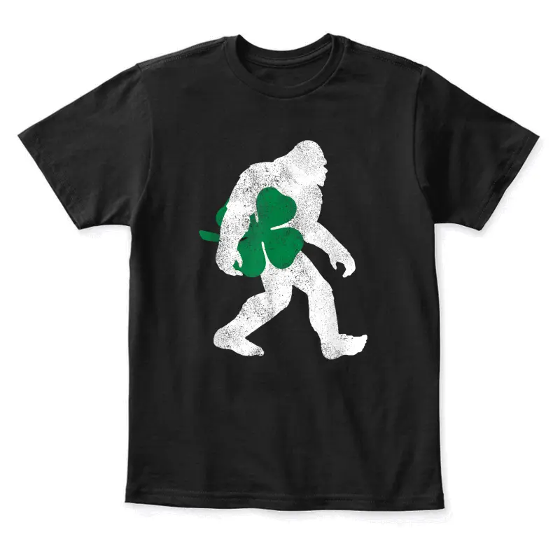 St Patricks Day Bigfoot Shirt - Clover Leaf Irish Sasquatch Youth Staple T-Shirt