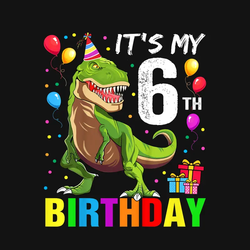 It's My 6Th Birthday Happy 6 Year T-Rex Boys Unisex Long Sleeve T-Shirt