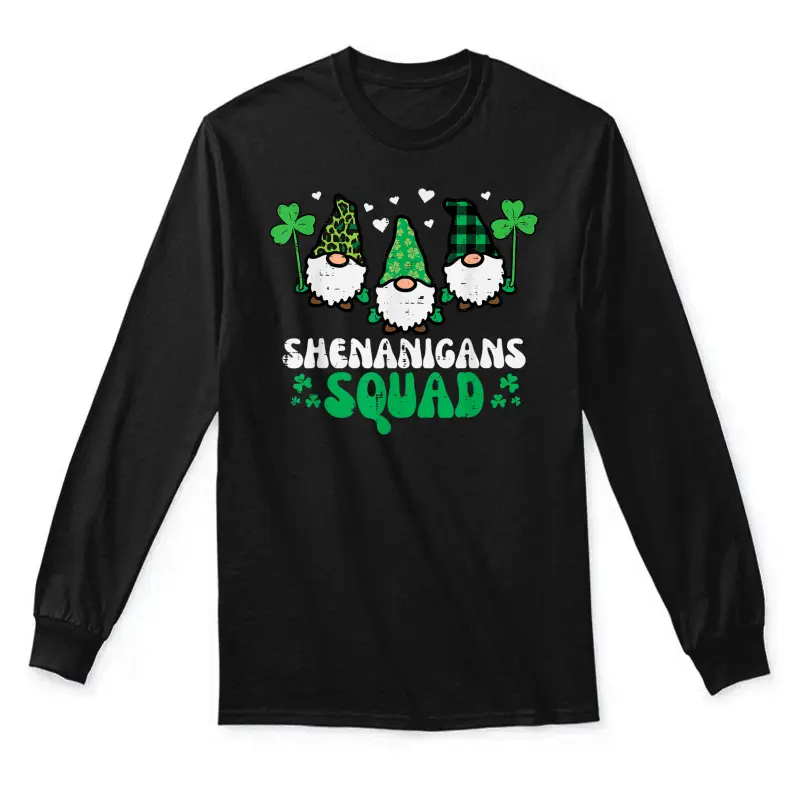 St Patricks Day Gnomes Shenanigans Squad Men Women Kids Unisex Long Sleeve T-Shirt