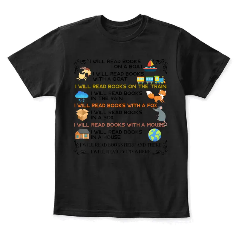 I Will Read Books On A Boat & Everywhere Reading T-Shirt Youth Staple T-Shirt