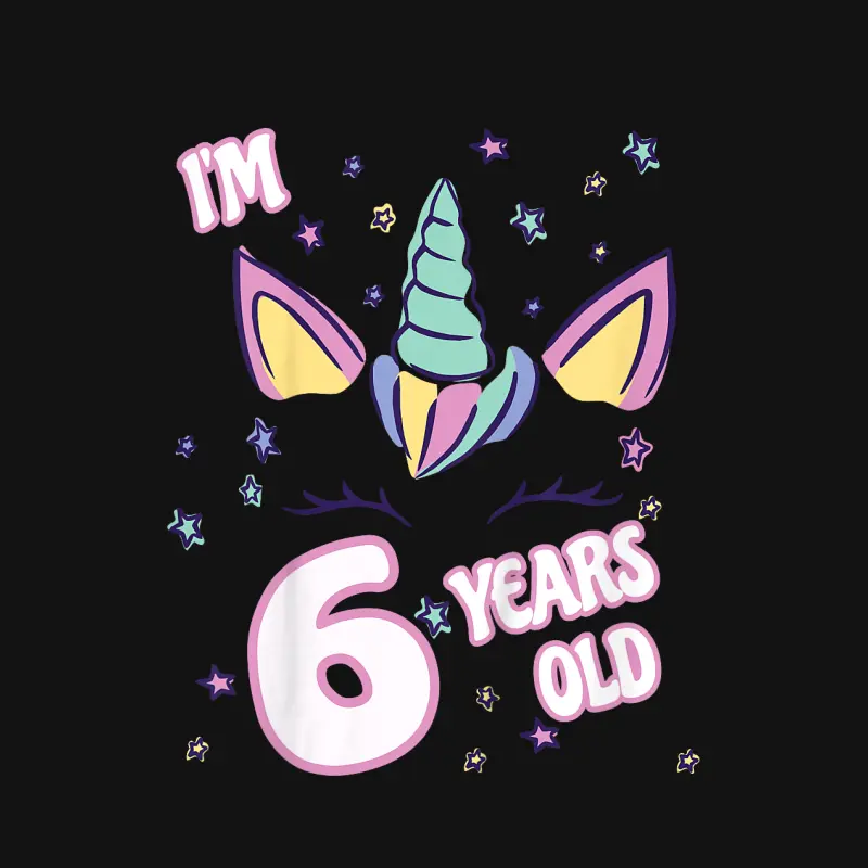 Kids Unicorn 6Th Birthday I'm 6 Years Old Girl Unicorn Design Unisex Long Sleeve T-Shirt
