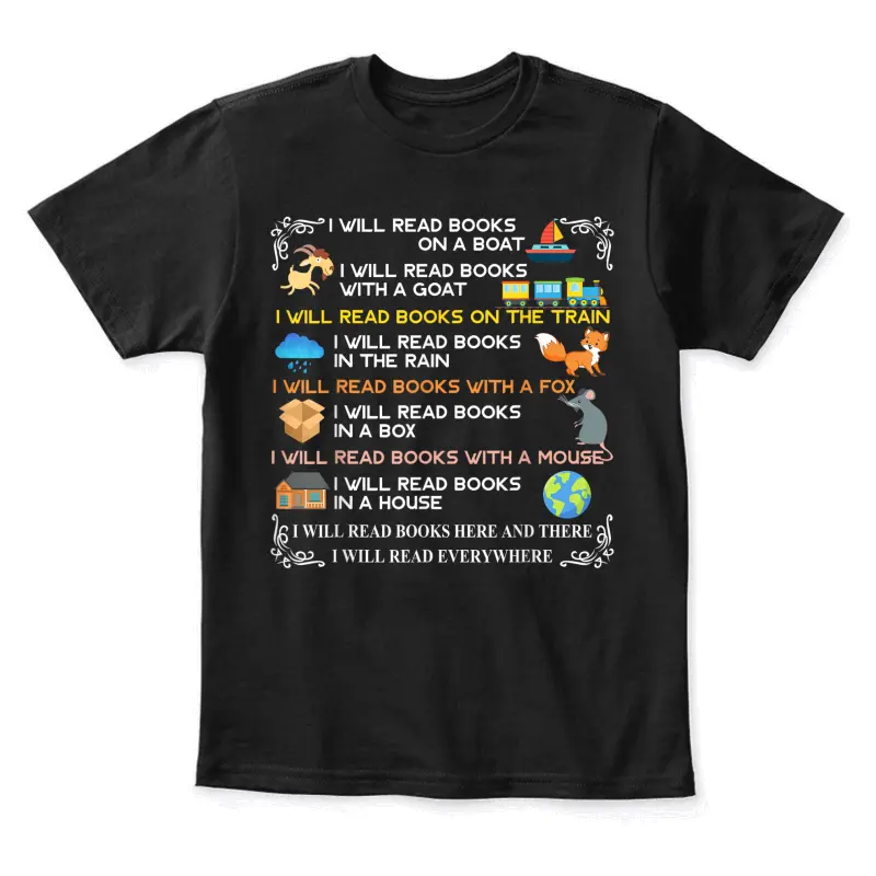 I Will Read Books On A Boat & Everywhere Reading T-Shirt Youth Staple T-Shirt